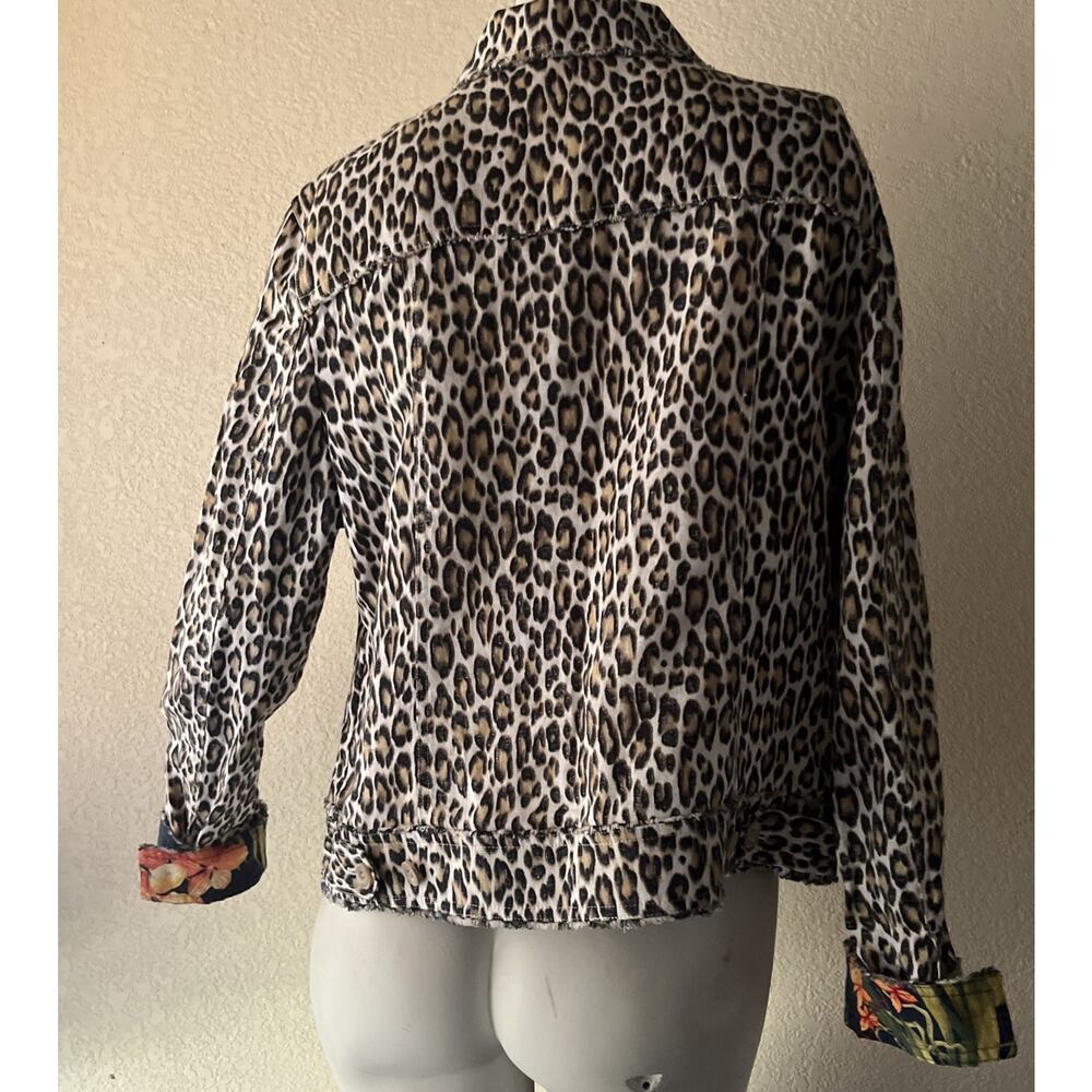 TOMMY BAHAMA TWO PALMS LAGOON LEOPARD 100% LINEN RAW EDGE FLIP CUFF JACKET Large - Picture 5 of 16